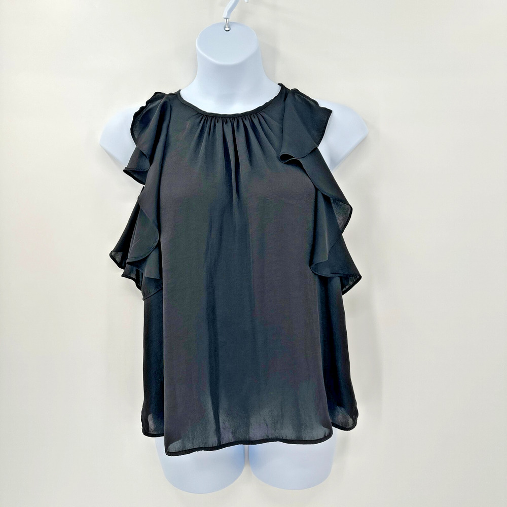 Vince Camuto Top womens Medium Ruffles Fairy Grunge Whimsigoth Satin Romantic